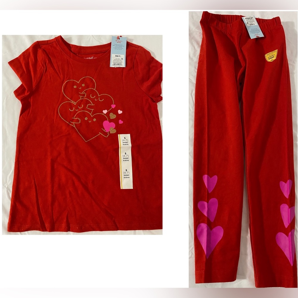 New-Cat &Jack T-Shirt & Legging Heart Design  Set
 Size S6/7